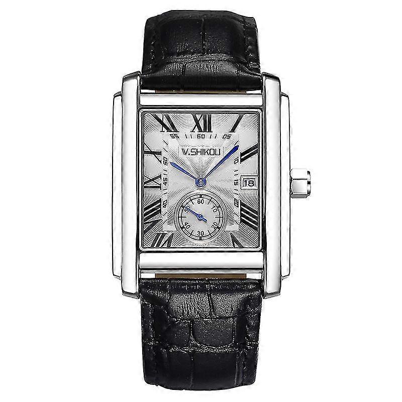 Orologio quadrato per uomini e donne in acciaio inox orologio quadrato da uomo con data analogico al quarzo moda business casual orologio da polso osq81, E, misura unica