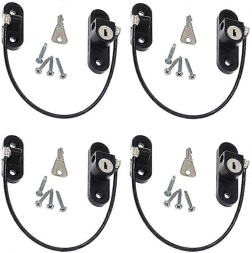 4 Pcs Security Window Lock, Window Security Door Jigger With Key