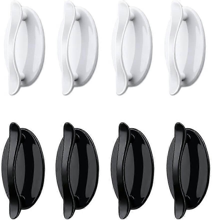 8pcs Solid Self Adhesive Door Handle Drawer Cabinet Handle (white+black)