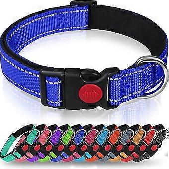 Reflective Nylon Dog Collar With Safety Buckle. Adjustable Pet Collars With Soft