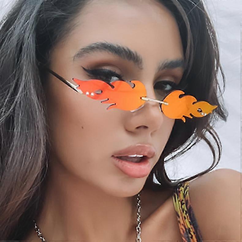Sunglasses Rimless Wave Glasses Fire Shape Glasses Eyewear For Party