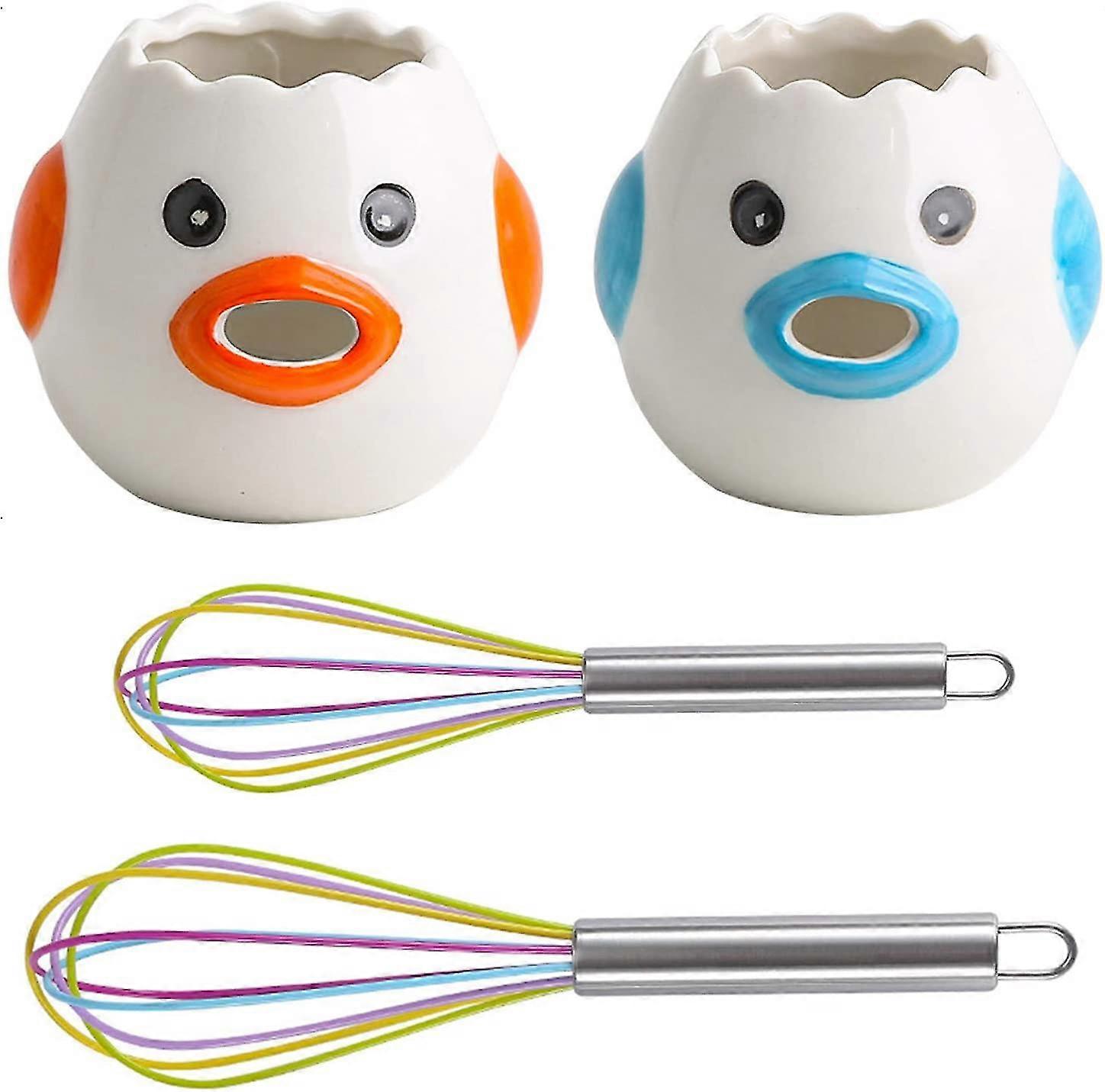 2pcs Ceramic Egg Separator Kitchen Gadget Separator Egg Yolk Protein Machine Washable