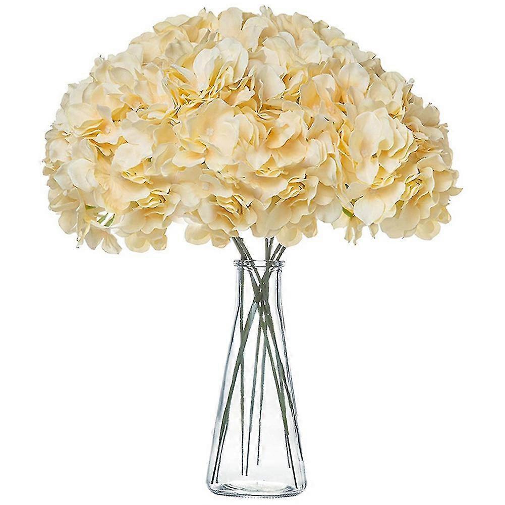 Champagne Hydrangea Silk Flowers Heads Pack Of 20 Full Hydrangea Flowers Artificial With Stems For