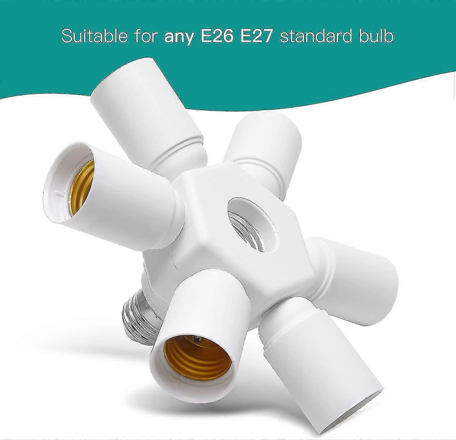7 In 1 E26 E27 Socket Splitter Adapter E26 Standard Medium Base Bulb In 1 Light Socket 4 Way Light Socket Adapter Lamp Holder Extender (6+1) Fixed Typ