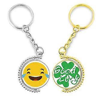Laugh Cry Cute Online Chat Face Cartoon Key Chain Ring Accessory Couple Keyholder Lucky