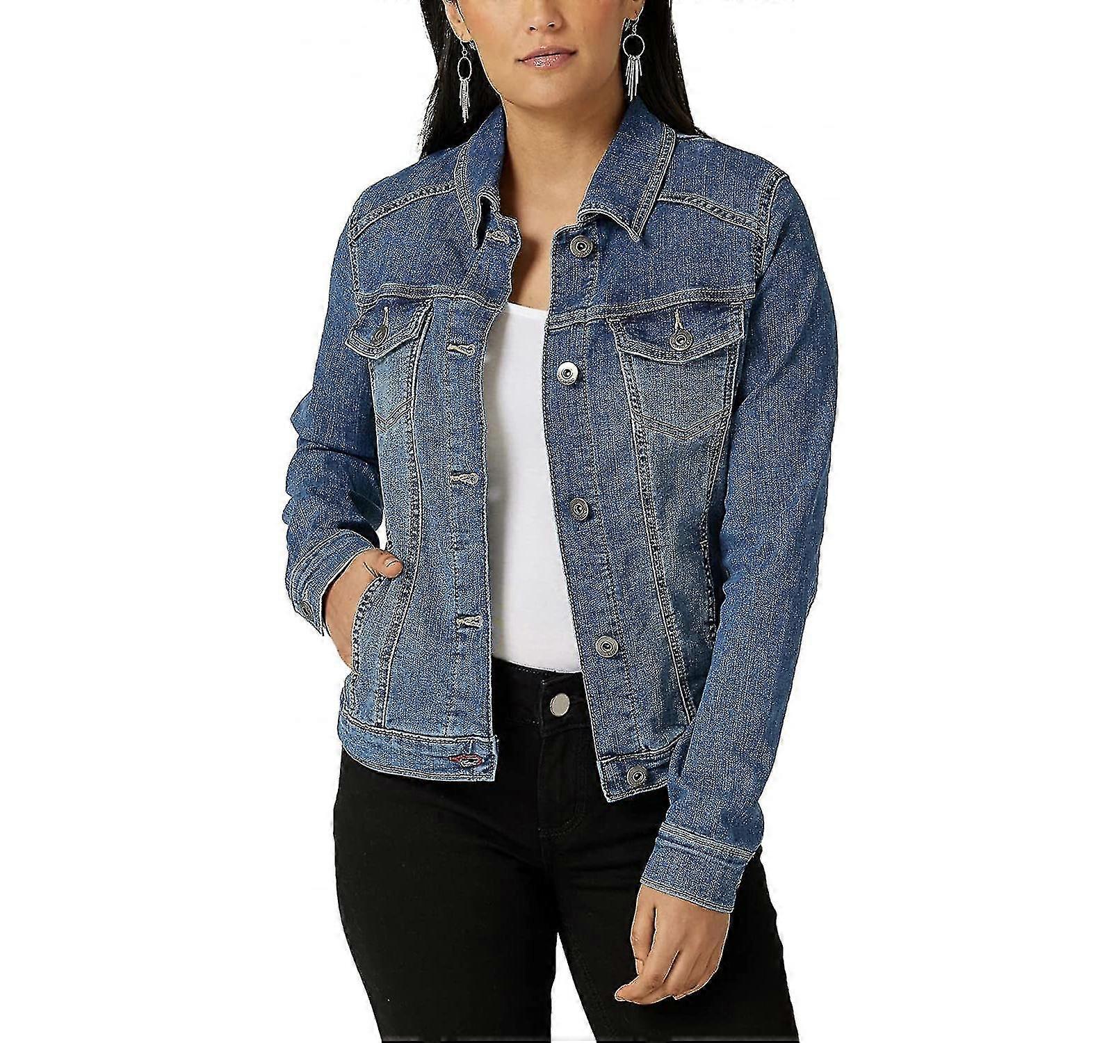 Stretch Denim Jacket for kvinner, Jean Jacket, Button Up Denim Jacket
