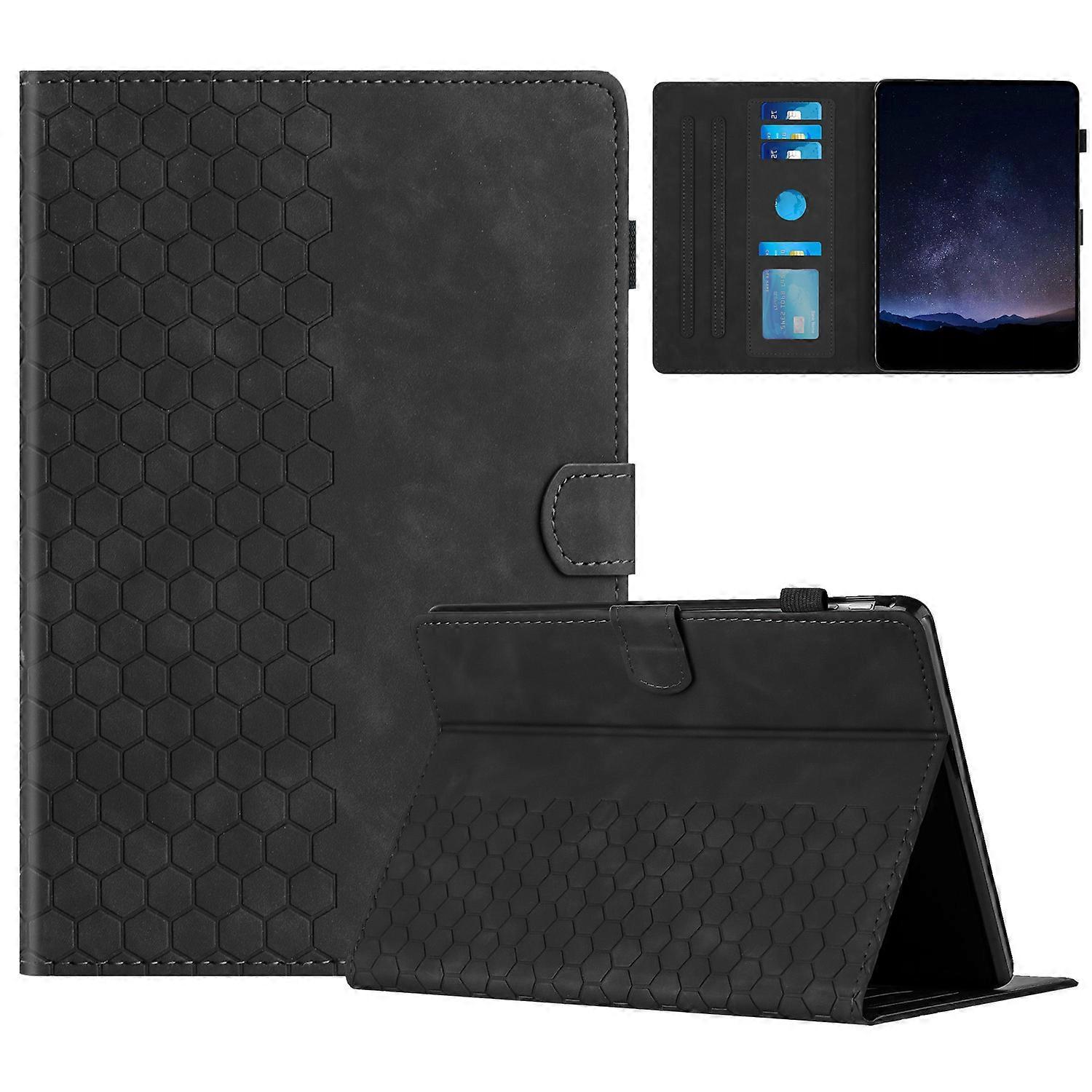 För Amazon Kindle Paperwhite 4 (2018)/ 3 (2015)/ 2 (2015)/ 1 (2015) fodral Honeycomb tryckt läder tablettfodral med kortplats