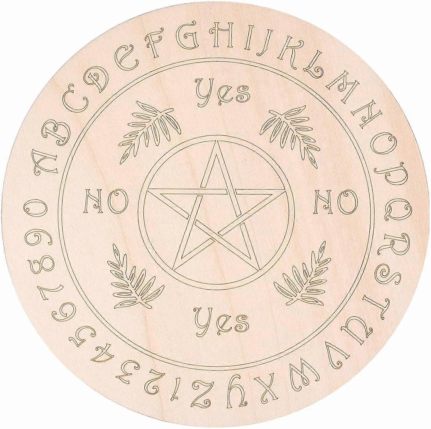 Star Pattern Pendulum Board Wooden Divination Metaphysics Message Board Wood Carving Boards Divination Witchcraft Altar Coaster Eco-Friendly Anti-Scal