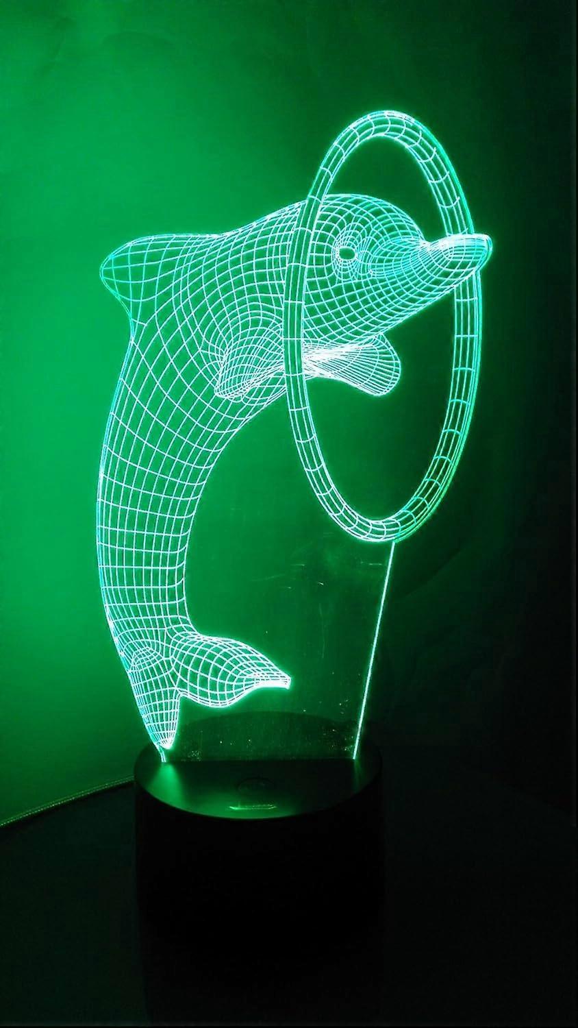 Dolphin 3D Night Light LED Illusion Lamp Bedside Desk Table Lamp