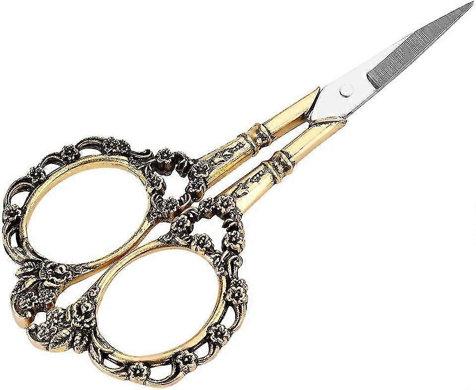 1PC الفولاذ المقاوم للصدأ مقص خمر زهرة الكلاسيكية التطريز مقص التطريز مقص اليد مقص (ذهبي)