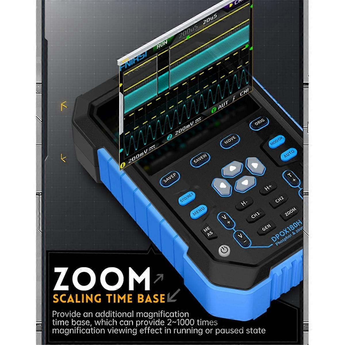 Handheld Fluorescent Digital Oscilloscope Dual-Channel 2-In-1 Portable Multifunctional Auto Repair Meter with EU Plug