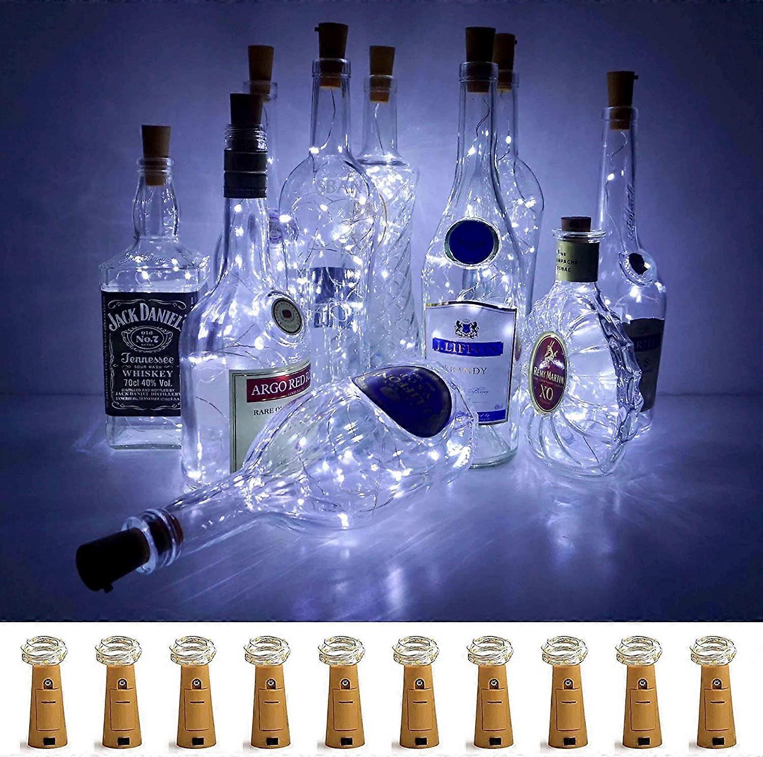 Wine Bottle Lights with Cork, 10 Pack Battery Powered 10 LED Cork Shape Silver Copper Wire Colorful Fairy Mini String Lights for DIY, Party, Decoratio
