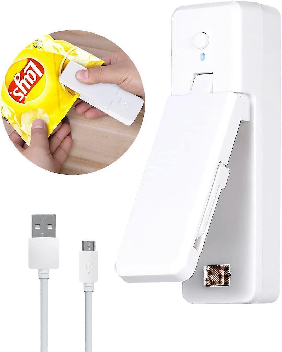 Mini Heat Sealer, 2 in 1 Bag Sealer Mini Heat Sealer with Cutter, with Magnet, Portable Manual Bag Sealer for Plastic Bags with Crumbs and Snacks(Whit