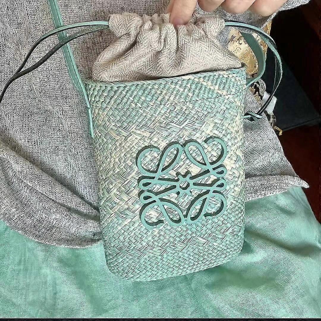 2024 حقيبة جديدة حقيبة قش منسوجة يدويا حقيبة نسائية حقيبة دلو حقيبة كتف رسول حقيبة صغيرة الصيف