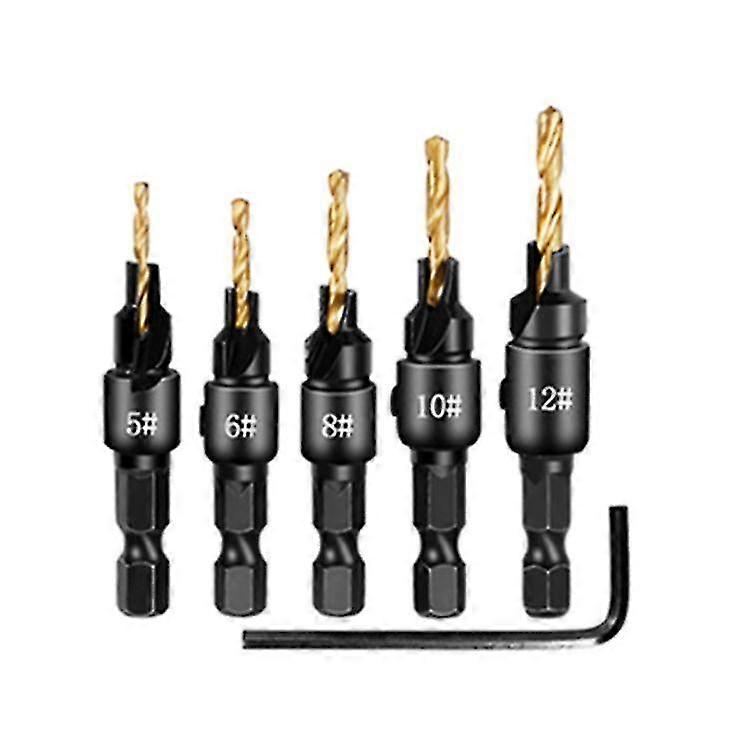 Claw Type Barrel Type Cork Drill Combination Tool Titanium Plated Hexagonal Handle Wood Countersunk Drill Bit Set