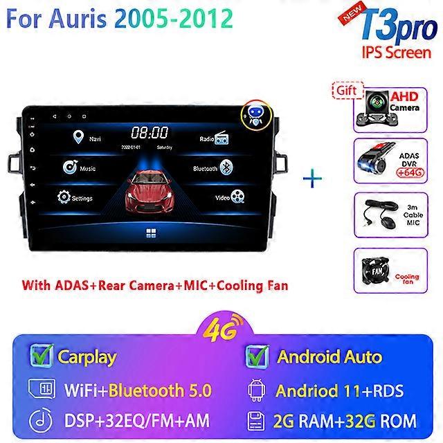 2 din Android 11 Car Radio For Toyota Auris E150 2006 - 2012 Multimedia Video Player Navigaion GPS Auto DVD Carplay IPS Stereo