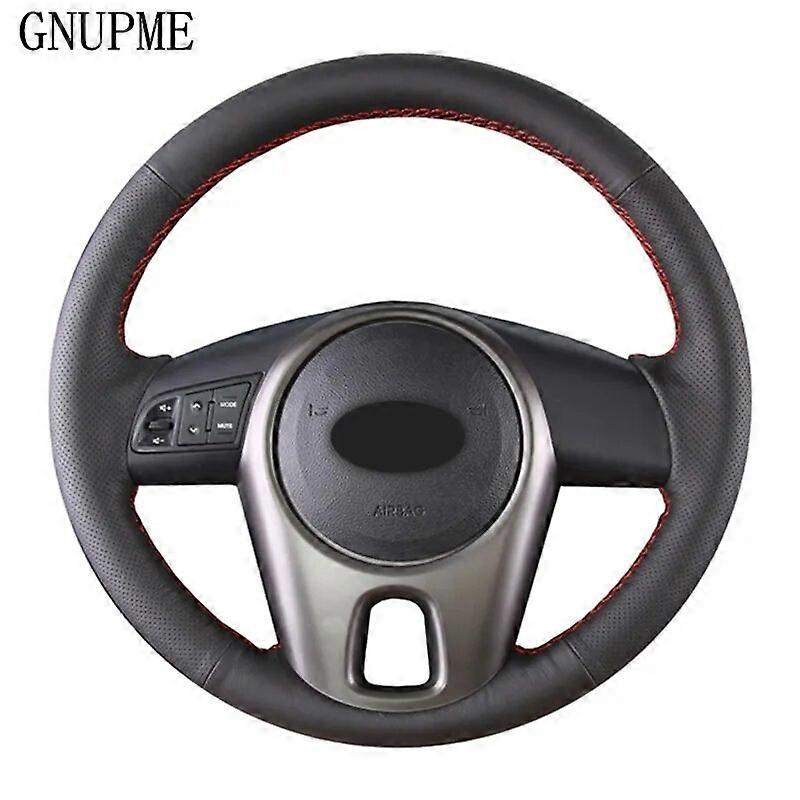GNUPME Black DIY Hand-stitched Soft Artificial Leather Car Steering Wheel Cover for Kia Forte Kia Soul Kia Rio 2009-2011