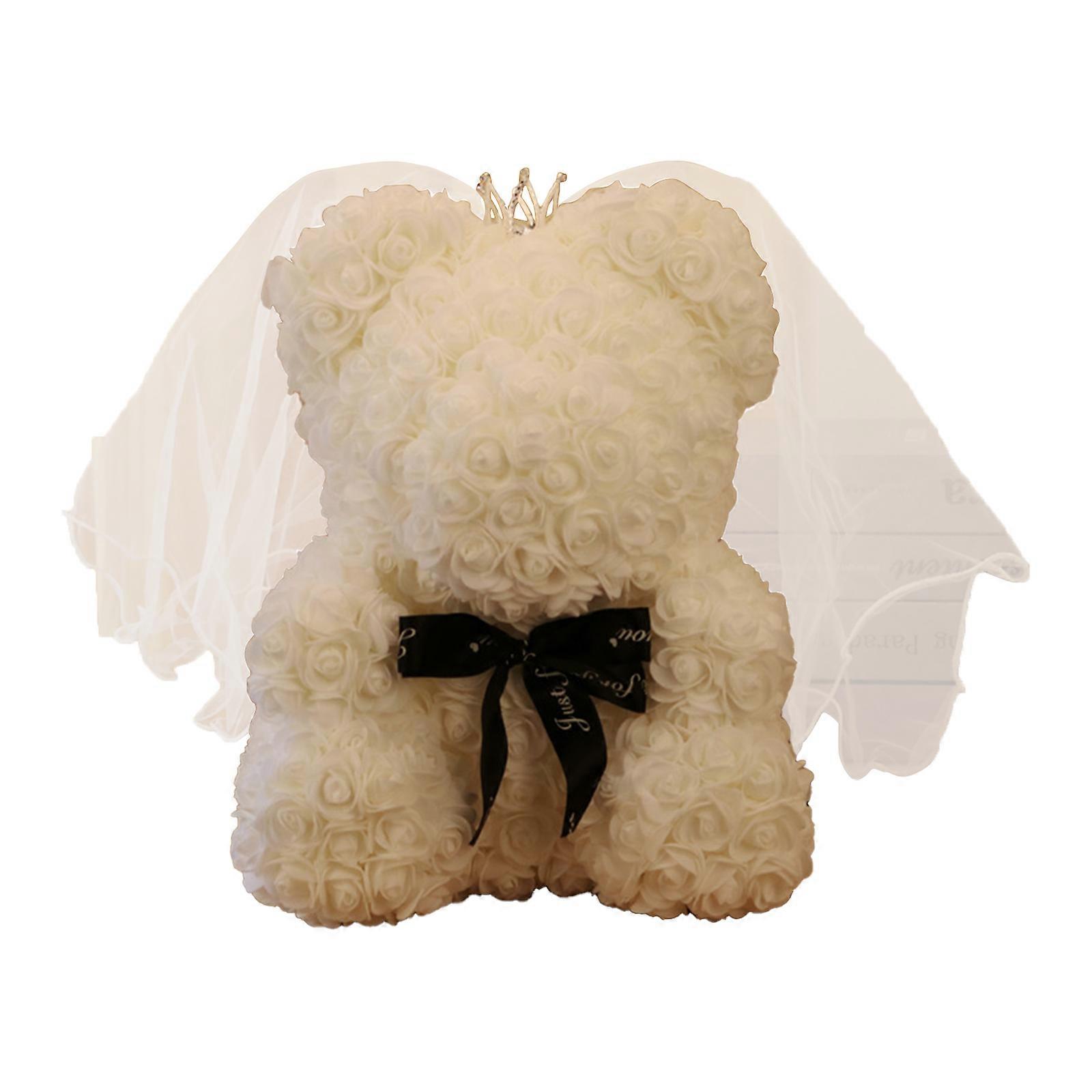 روز الدب رغوة زهرة اصطناعية الحياة الأبدية لهدايا عيد الحب ديكور المنزل 25/40 سنتيمتر مع هدية مربع تيدي