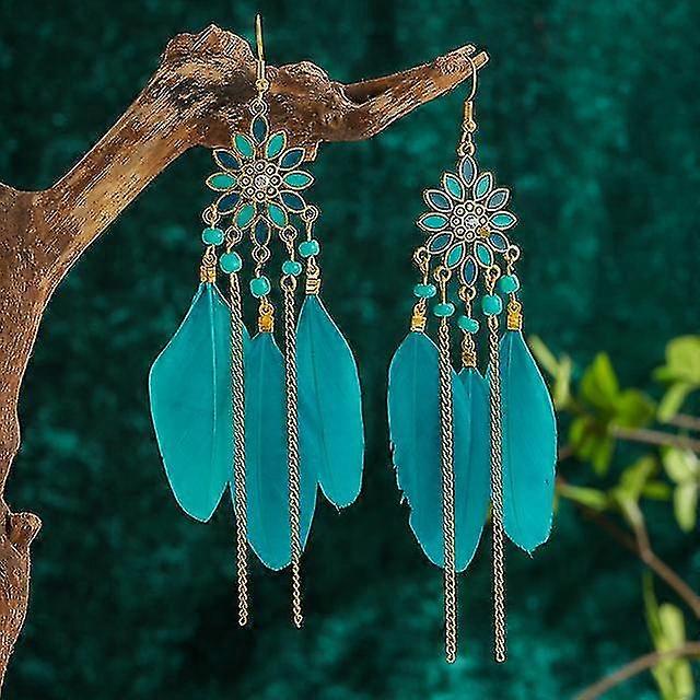 Boho Ethnic Dream Catcher Feather Antique Long Hook Σκουλαρίκια Χειροποίητο Tassle Σκουλαρίκι Vintage Γεωμετρικά Μακριά Κρεμαστά Σκουλαρίκια Δώρο