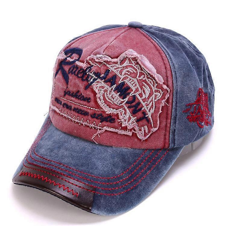Denim Baseball Cap Tiger Head Retro Snapback Hat