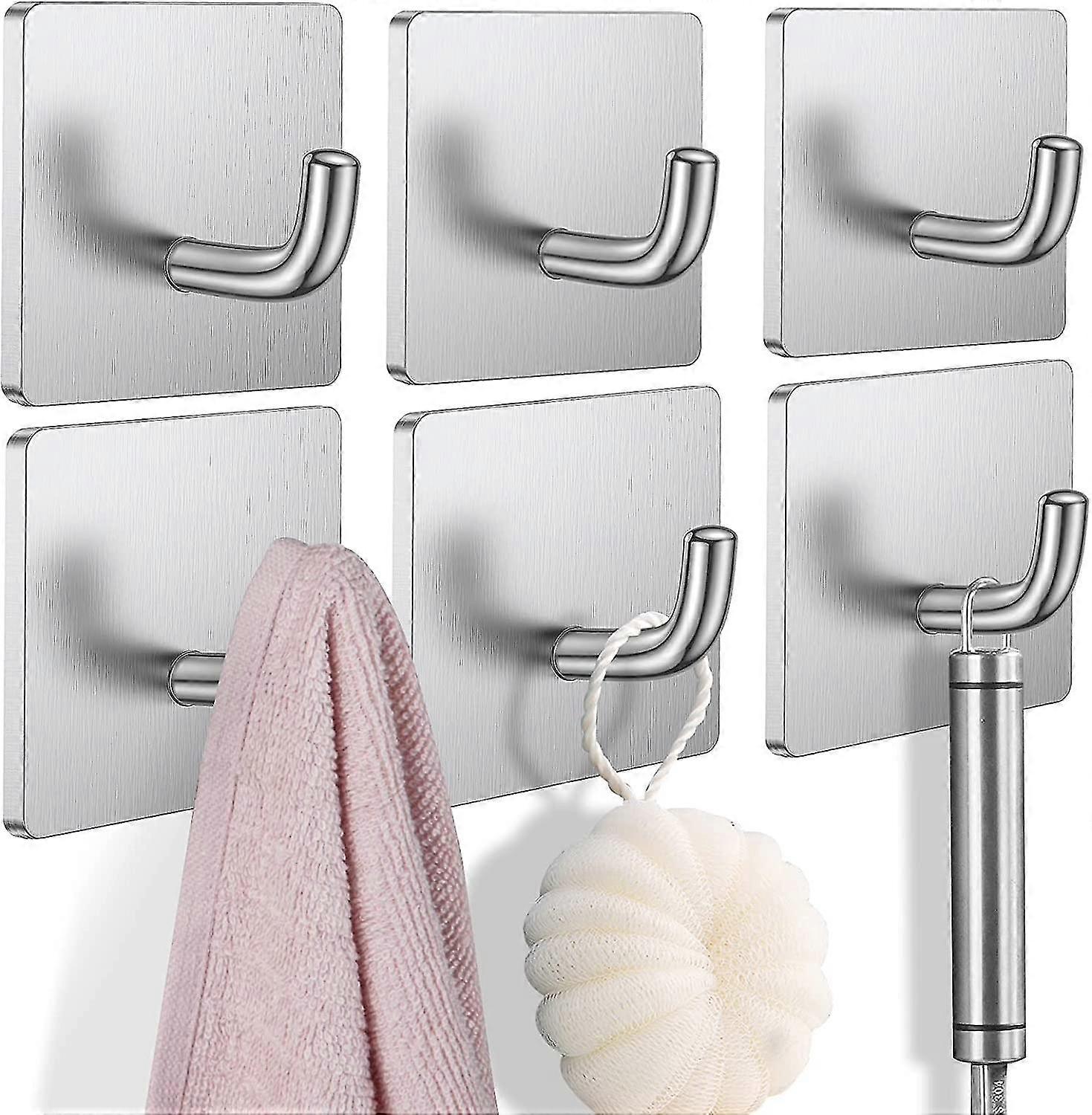 Adhesive Hooks Heavy Duty Stick On Wall Hooks Towel Hooks Door Hooks Waterproof Stainless Steel Adhesive Towel Hooks Adhesive Holders For Hanging Clot