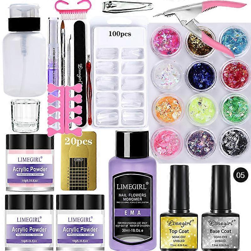 20 PCS Acrylic Nail Art Set Nail Art Extension Tool Crystal Powder DIY Nail Art
