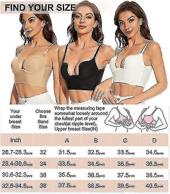 Womens Low Back Bra Wire Lifting Deep U Shaped Plunge Backless Bra With Convertible Clear Straps