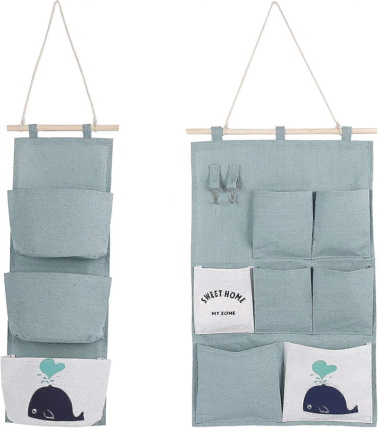 Wall Storage Bag 2 Styles Linen Fabric Organizer with Small Pockets for Home Office