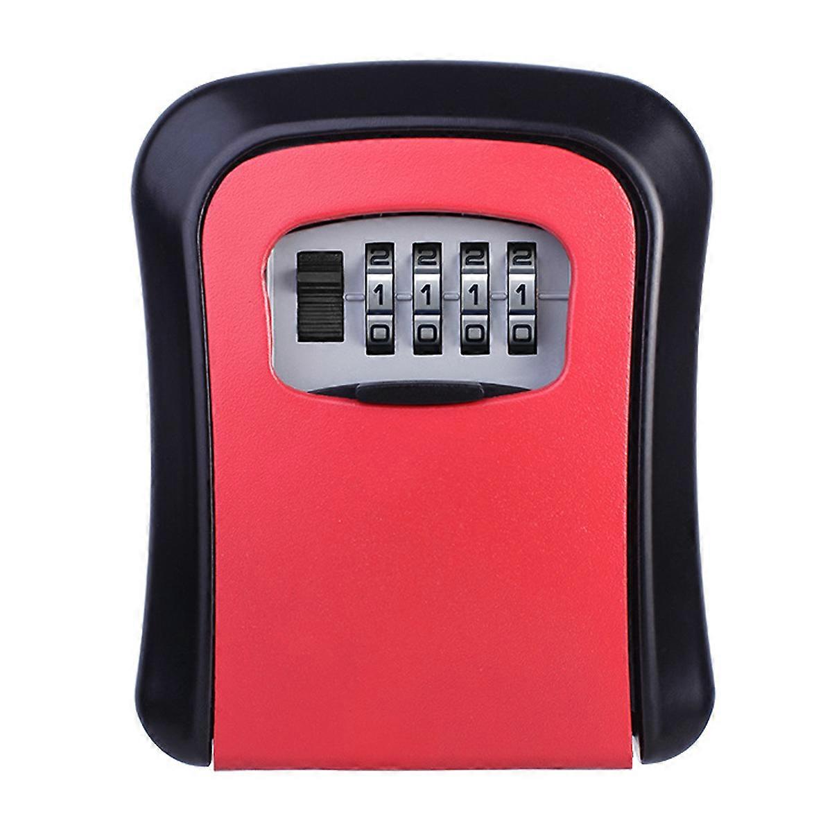 Red Key Storage Lock Box Safe Security Storage Combination Wall Mount Lock Box For Outside Garage