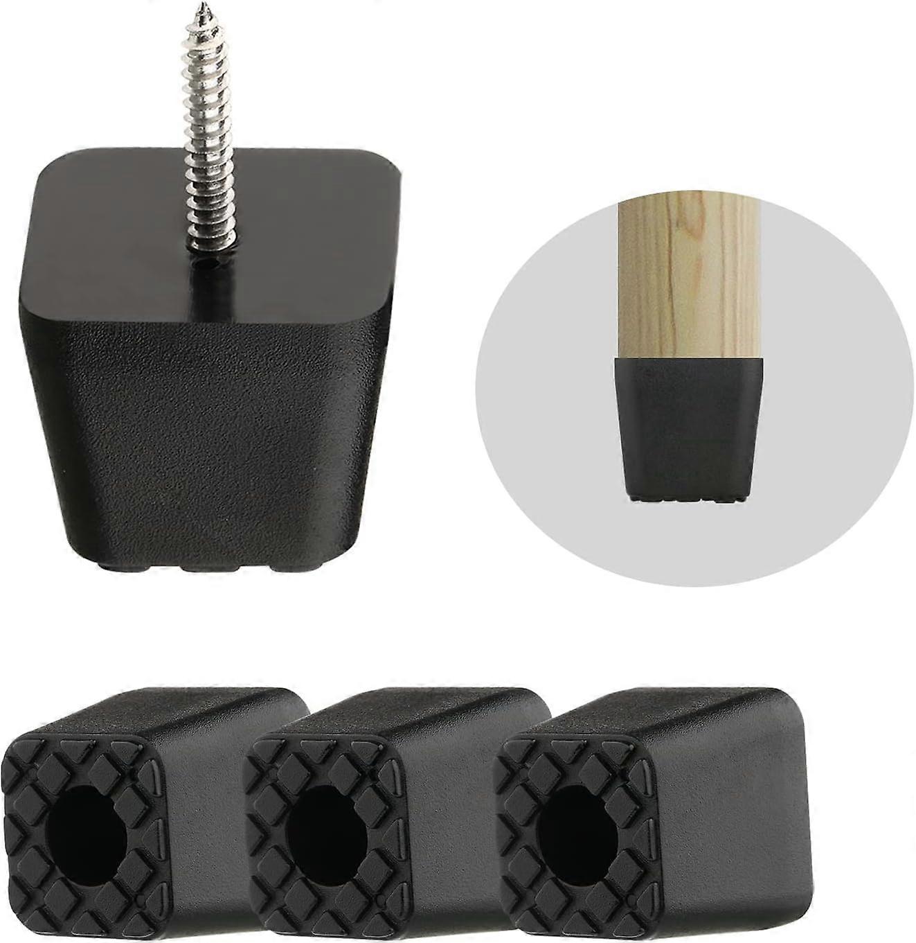 Furniture feet, black, completely away from the floor, square rubber buffer, elastic protection furniture, table (with screws, slide rails) (8), 3.0*3
