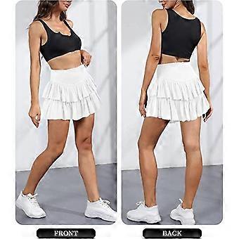 Women's Mini Skirt Layered Ruffle Hem High Waisted Short Skirt