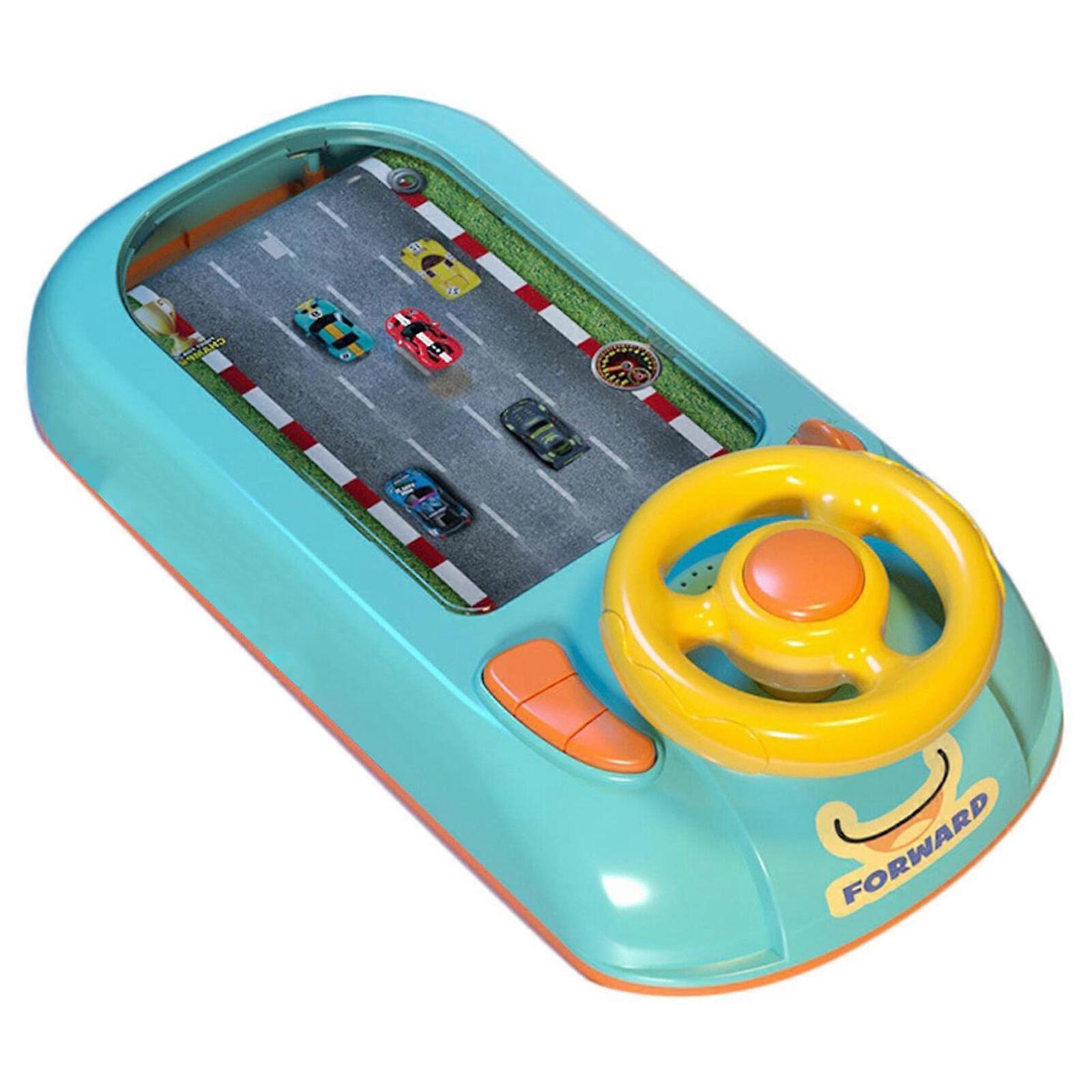 Toddler Steering Wheel Toy with Rolling Screen, Musical Buttons, Easy to Carry and Learn Road Safety, Blue Color