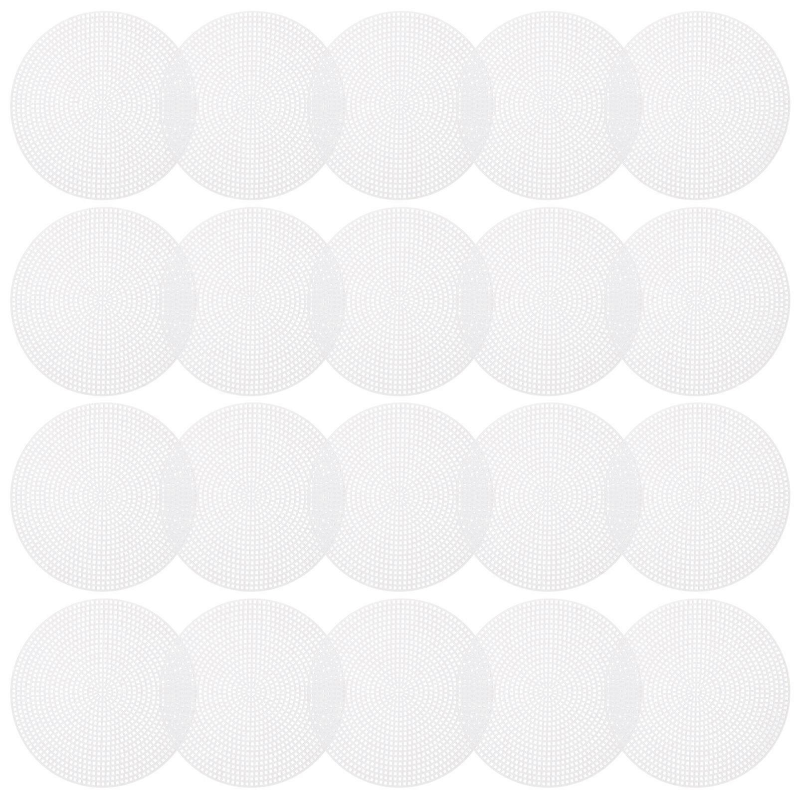 20PCS DIY Round Cross Stitch Plastic Grid Plate 3D Embroidery Mesh Sheet DIY Bag Bottom Liner Board Manual DIY Mesh Piece for DIY Use White Size 14.7c