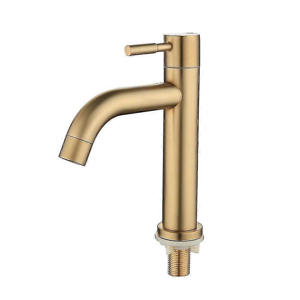 Brush Gold Single Cold Basin Faucet 304 Material Basin Mixer Bathroom Sink Faucet Water Wash Mixer T