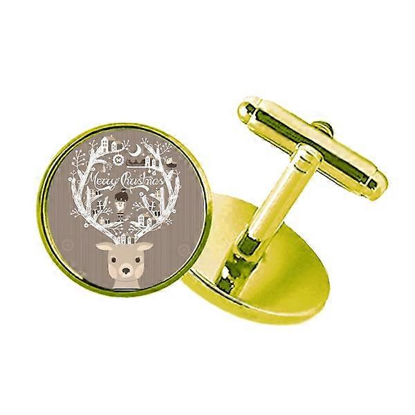 鹿の父マスハウススタッズビジネスメタルカフスボタンゴールデン