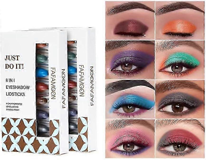 8 Colors Capsule Cream Eye Shadow Brightener Sticks Set for Eyes, Colorful Shimmer Pearl Eye Shadow Sticks Makeup Set