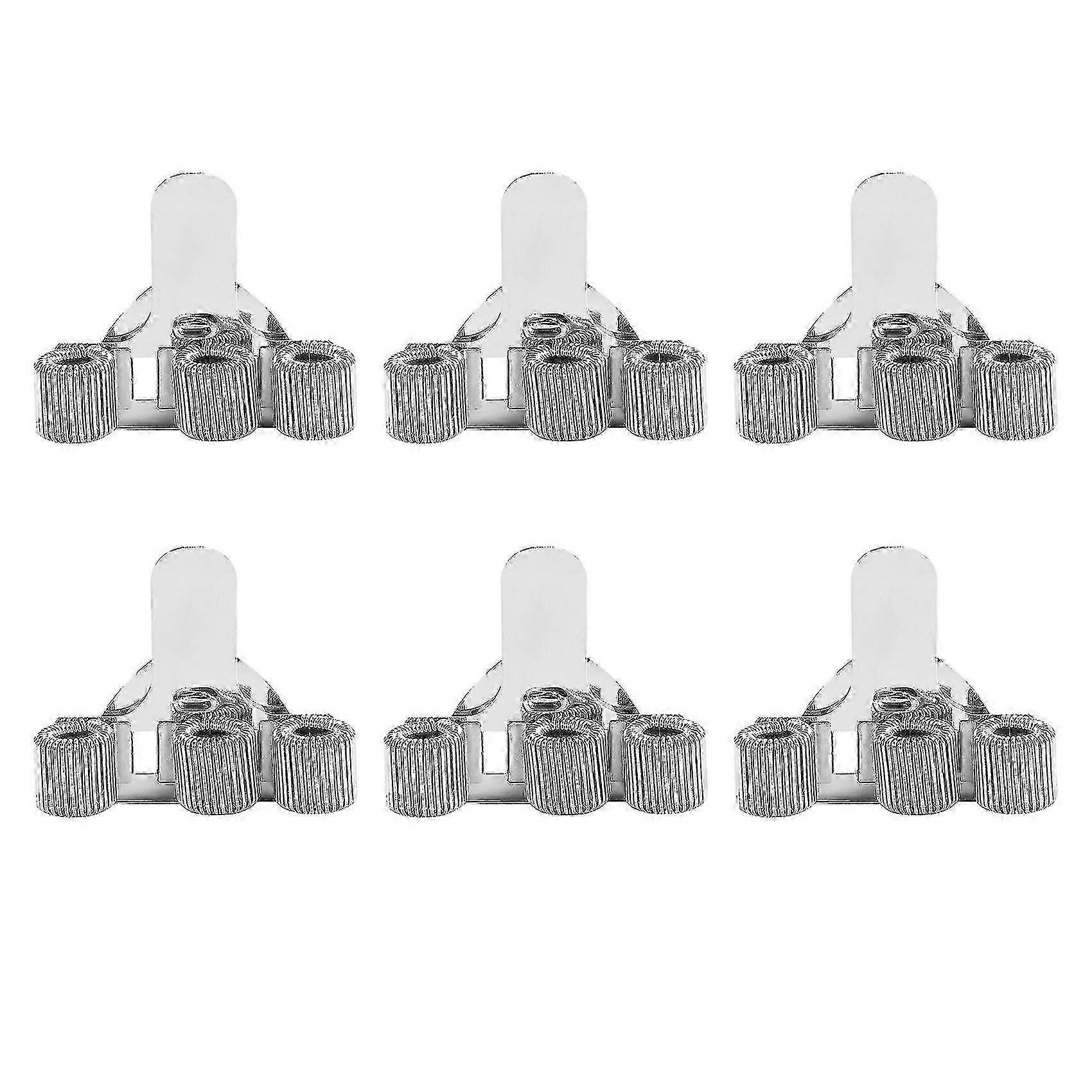 Rustfrit stål penneholder - 6 stk 3-huls clips