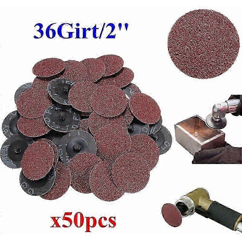 50pcs 36 Grit 2' Roll Locking Sanding Discs Type R Roloc Suitable For Abrasive