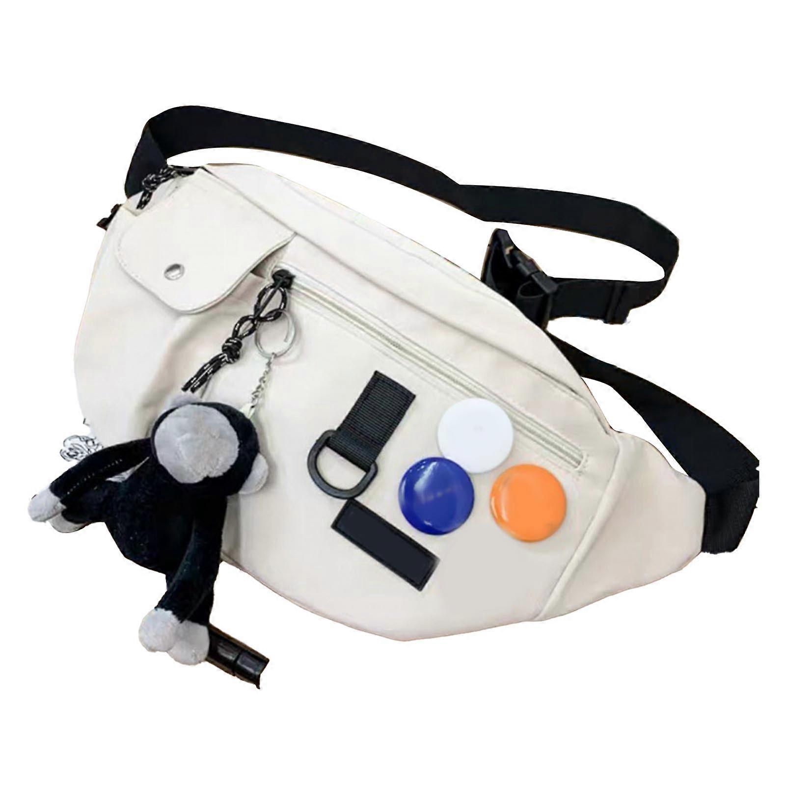 حقيبة حبال رجالية حقيبة كتف رجالية عارضة نايلون مع قلادة غوريلا للحفلات العمل السفر في الهواء الطلق مناسب للبس اليومي أبيض الحجم الحر