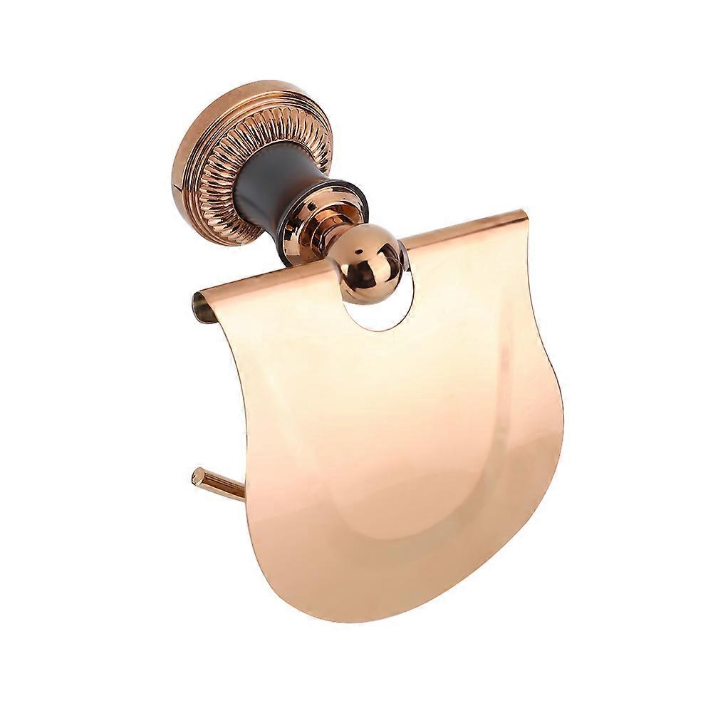 Wall Mounted European Style Toilet Rolled Paper Holder Tissue Paper Dispenser(Rose Golden)