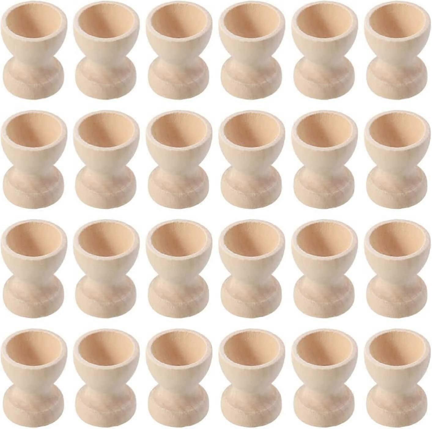 24Pcs Wooden Egg Cups,Easter,Smooth Surface And Edges,Free To Scribble