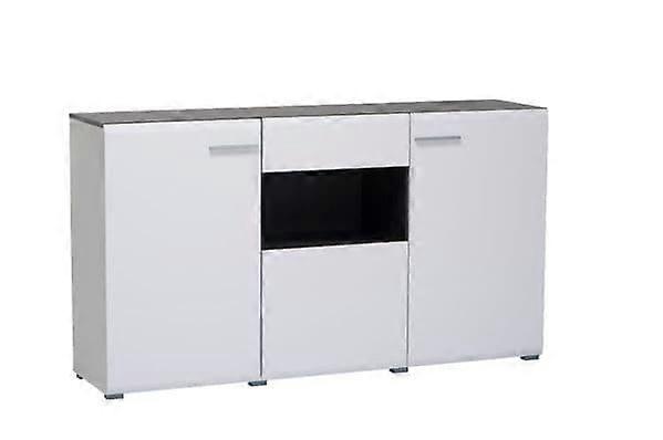 Sideboard Modern Adorable Gloss White Front  Black Top Sideboard