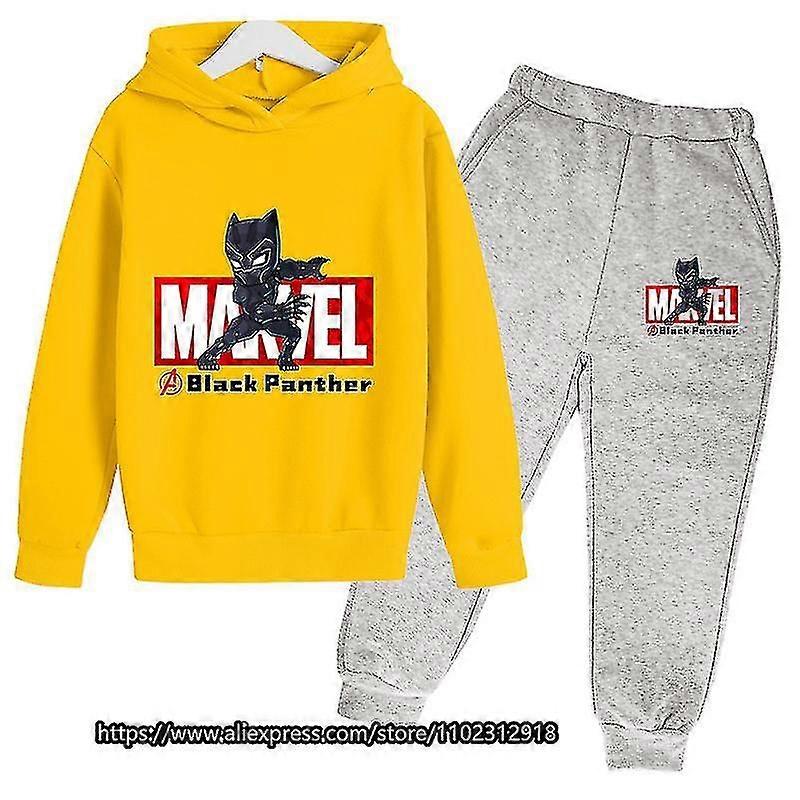 Black Panther Hoodies Barn Träningsdräkter Pojke Flicka Vår Höst Vintertröja Kläder Set Marvel- Hooded Byxor Kostym Barn