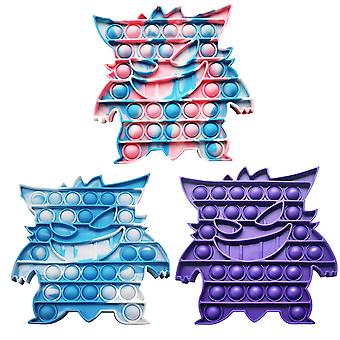 3pcs Pop It Pokemon Geng Gui Fidget Toys Pack Push Pop Bubble Fidget Sensory Toys Silicone Squeeze Toys For Kids Adults