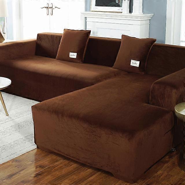 Elasticated Sofa Covers Chaise Longue For Living Room Velvet Corner Armchair Elastic Cushion Couch Furniture 3 Seater Slipcover