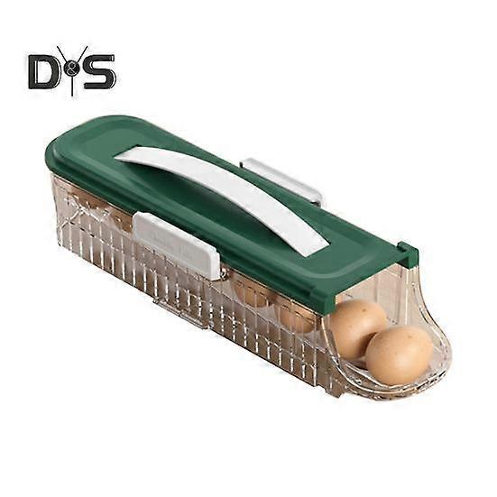Refrigerator Egg Storage Box Automatic Rolling Egg Organizer Large Capacity Transparent Stackable Egg Dispenser with Lid