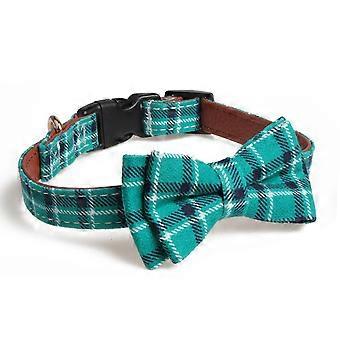 Huisdierenhalsband met verwijderbare vlinderdas, afneembare en verstelbare vlinderdashalsband voor klein middelgroot huisdier met klassieke groene ruit en gelaste D-ringen
