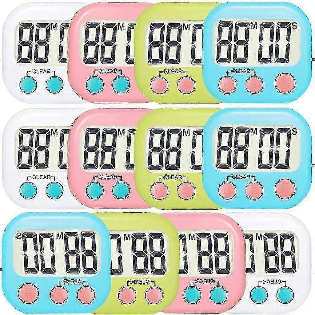 12 Pack Digital Kitchen Timer Strong Magnetic Electronic Countdown Timer, Loud Alarm, Small Size f54