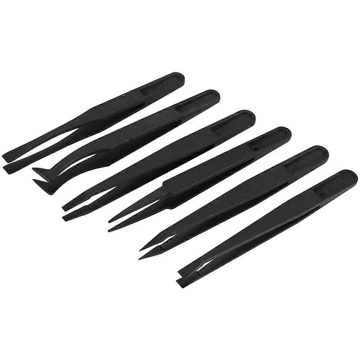 6PCS Tweezer Plastic Anti Static Tool Kit(Black)