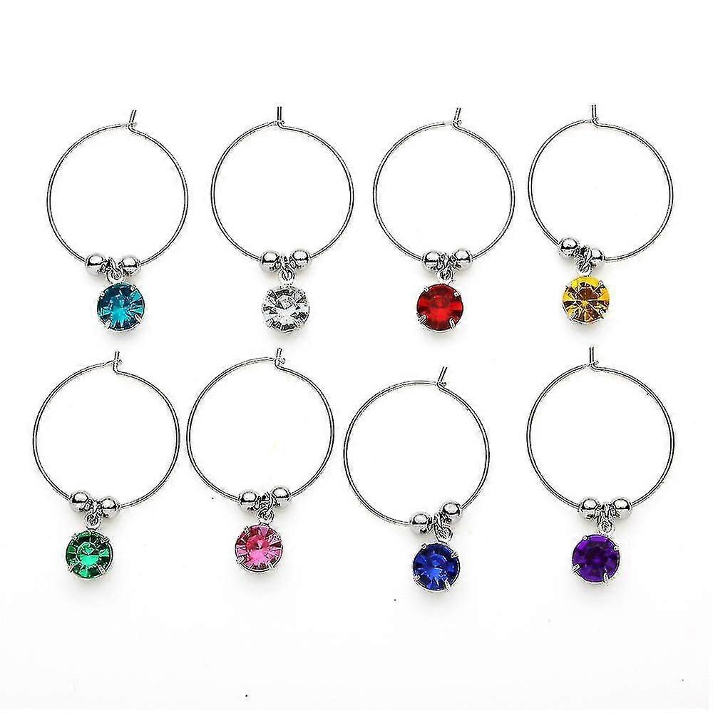 Sunrain 8 stykker Vinglas Charme Vinglas Ringe Tags Til Bæger, Champagne